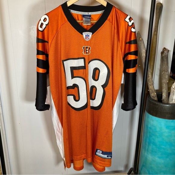 Vintage Ray Maualuga Cincinnati Bengals NFL Reebok Equipment Jersey Orange 58 - Picture 2 of 13